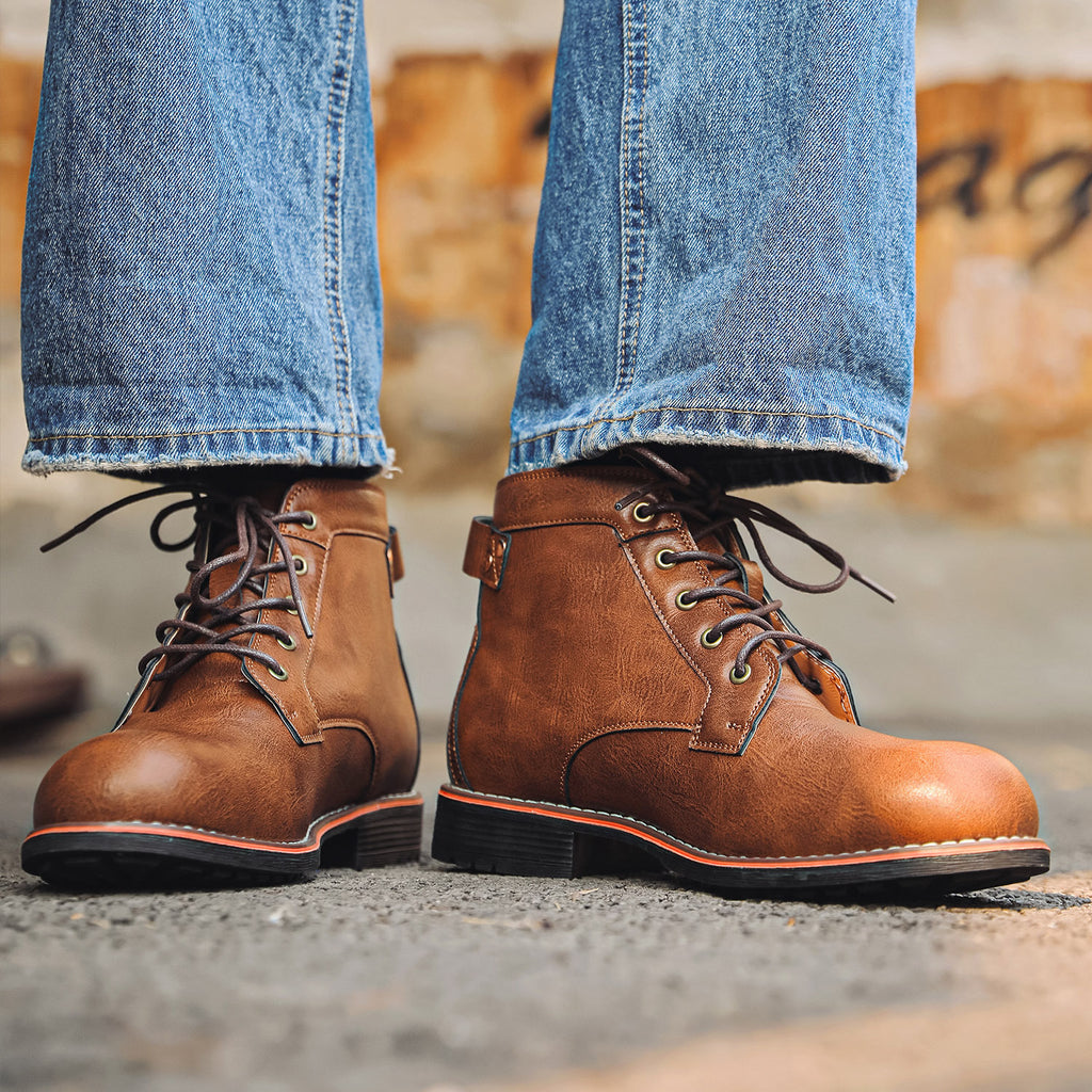 Men's Retro Lace-up Western Boots