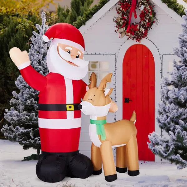 6.3FT Lighted Christmas Inflatable Decoration, Inflatable Santa And Reindeer, Funny Blow Up Yard Decorations With Built-in LED Lights For Holiday Party Front Yard Lawn Garden Decor - The Premium