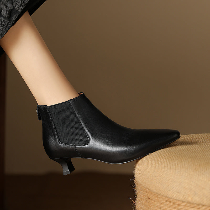 Pointed Toe Kitten Heels Female Commute Style Low Heel Boots