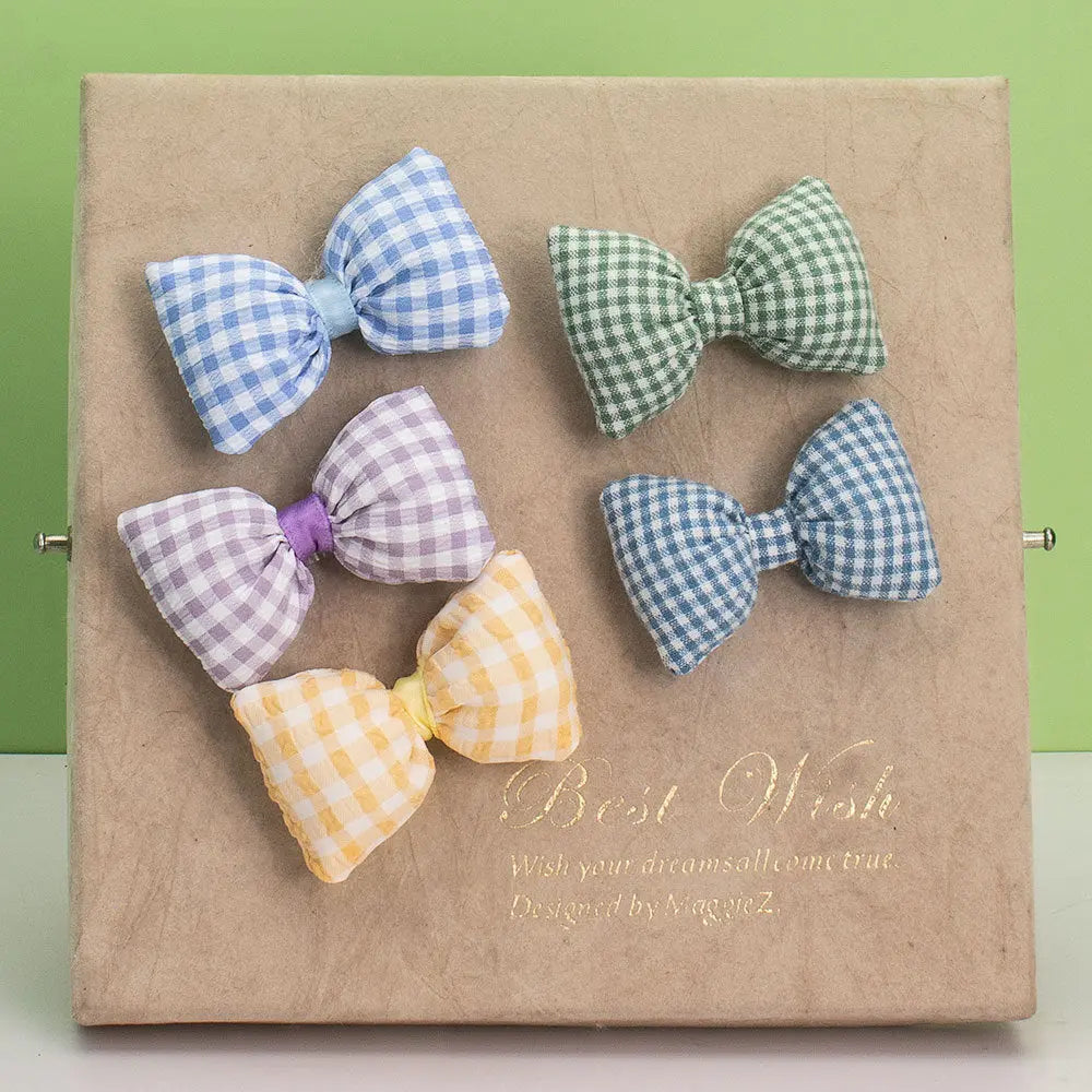 Plaid Bow Hair Clips-Coffee 9672 - The Premium