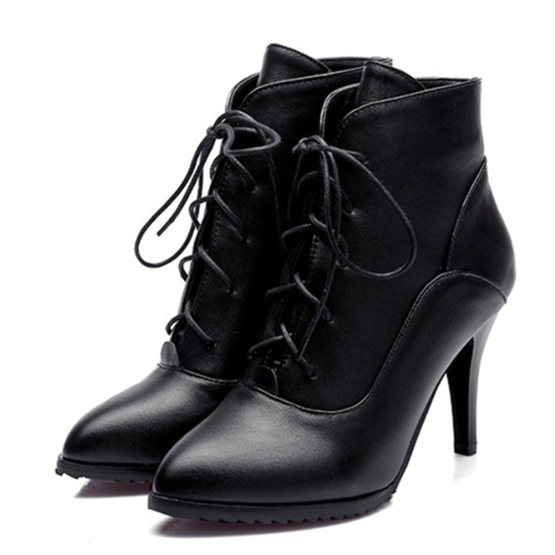 Women's Fashion Lace-up Martin Boots Stiletto Heel