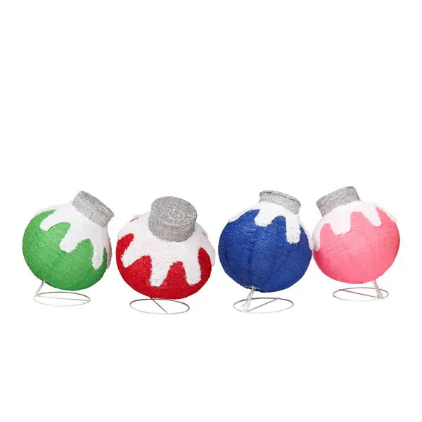 Set Of 4 Lighted Ball Ornaments Christmas Decorations, Pre-lit Holiday Decor With 320 Multi-color LED Lights For Xmas Outdoor Indoor Decor Lighted Holiday Displays - The Premium