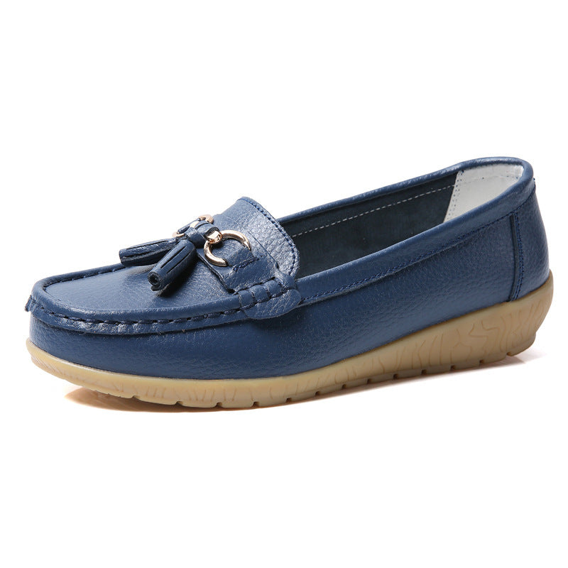 Two-layer Calf Leather Shoes Low-top Slip-on Women's Shoes