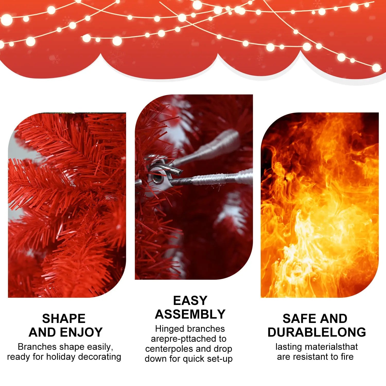 6-Foot Red Artificial Christmas Tree Halloween Tree With Metal Foldable Stand, Full Artificial Christmas Tree With 804 Branch Tips, Easy To Assemble, Indoor Holiday Decoration - The Premium