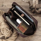 First Layer Cowhide Vintage Zipper Multiple Card Slots Genuine Leather Wallet