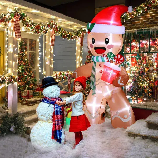 7.9 FT Lighted Christmas Inflatable Decoration, Inflatable Gingerbread Man Outdoor Decoration, Funny Blow Up Yard Decorations With Built-in LED Lights For Holiday Party Front Yard Lawn Garden Decor - The Premium