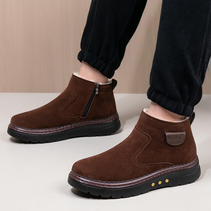 Warm Non-slip Sheep Wool Plus Velvet Thick Cotton Shoes