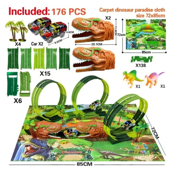 Children's Electric Assembled Track Racing Simulation Animal Tyrannosaurus Dinosaur Toy Puzzle Boy Gift