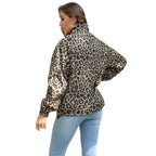 Women's Retro Loose Slimming Leopard Print Lapel Jacket