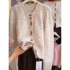 Fashion Round Neck Buttoned Knit Sweater For Women