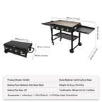 Commercial Griddle On Cart, 36' Heavy Duty Manual Flat Top Griddle, Outdoor Cooking Station With Side Shelves, Steel Natural Gas Griddle, 4-Burners Restaurant Portable Tested ToStandards