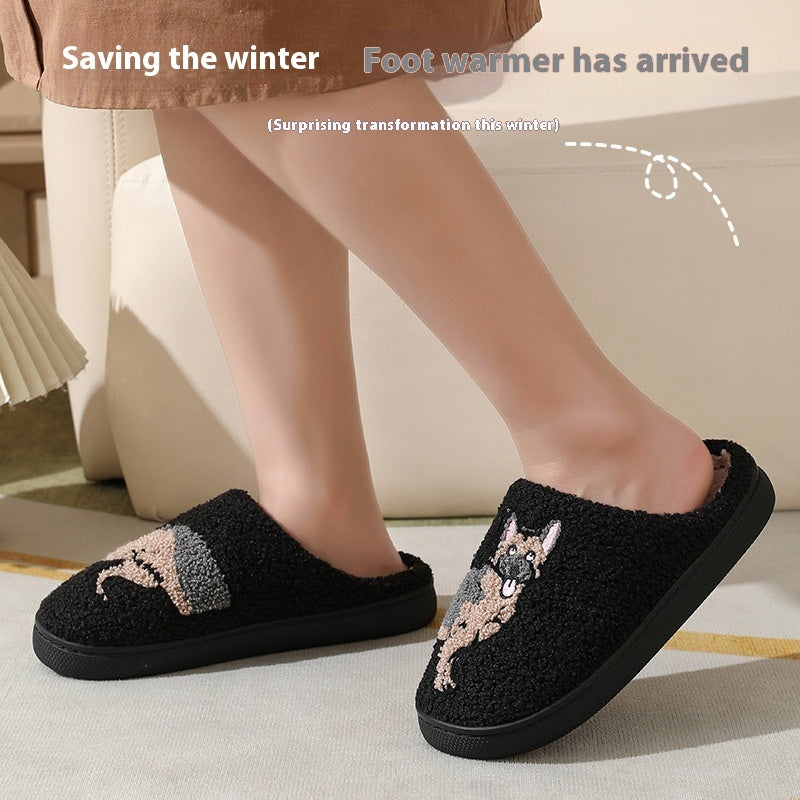 New Comfort Home Cute Cartoon Little Wolf Dog Winter Cotton Slippers