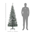 HOMCOM 6ft Artificial Snow Flocked Christmas Tree With Foldable Steel Stand Home Indoor Decoration Green