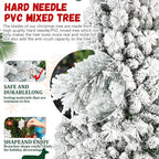 7-foot Flocked Christmas Tree With 1,060 Tips Snow-covered PVC Material And Stiff Needle Branches, Hinged Design For Easy Setup, Sturdy Metal Base Realistic Full-size Holiday Tree - The Premium