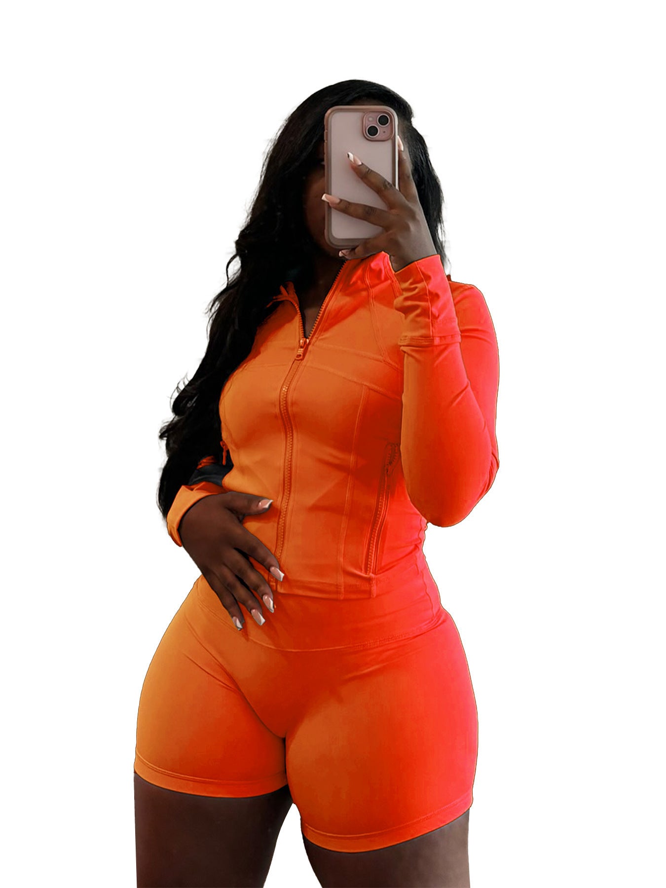 Spring And Summer Sporty Casual Sexy Tight Long-sleeve Shorts Two-piece Set