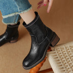 Women's Simple And Casual Mid-heel Martin Boots