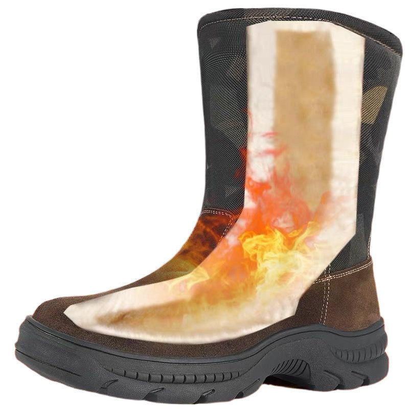 Snow Boots Men's Fur Integrated High-top Long Tube Big Cotton Shoes