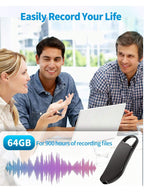 64GB Digital Voice Recorder, USB C Interface, Voice Activation And Noise Reduction, Suitable For Lectures, Meetings, Interviews, 900 Hours Of Large Capacity, Metal Casing
