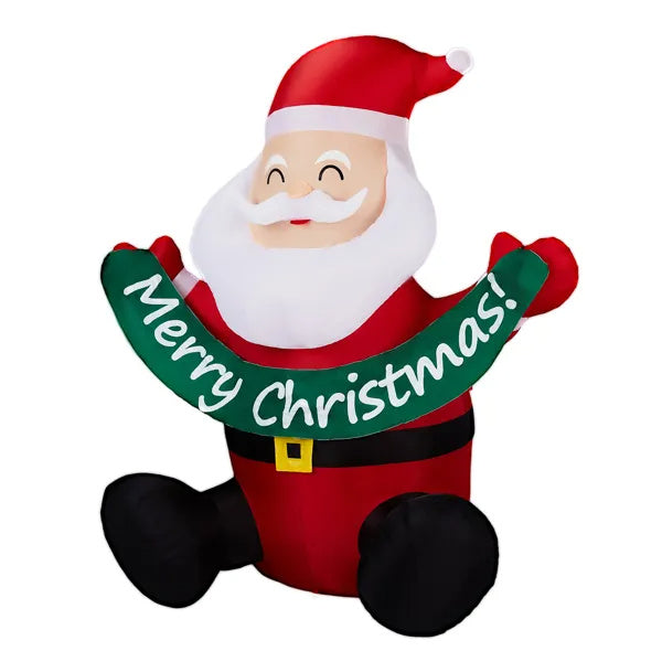 5.8FT Lighted Christmas Inflatable Decoration, Inflatable Santa Claus Holding Banner, Funny Blow Up Yard Decorations With Built-in LED Lights For Holiday Party Front Yard Lawn Garden Decor - The Premium