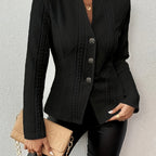 Elegant Slim Button Front Ladies Jacket