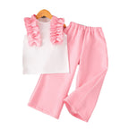 Spring And Autumn Set Pants Sleeveless Bow Children