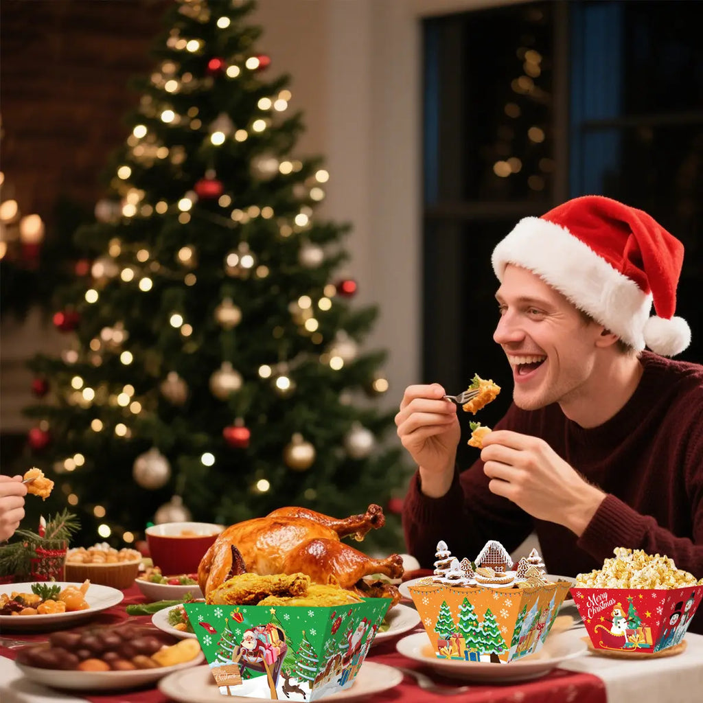 12Pcs Christmas Paper Food Tray - The Premium
