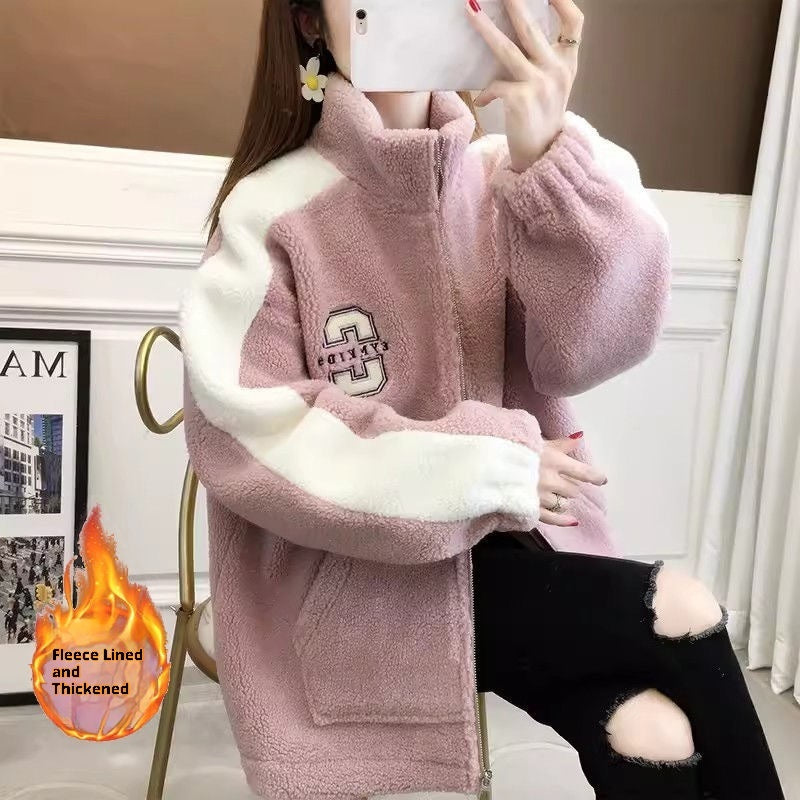 Women's New Korean Cardigan Velvet Padded Thickened Coat