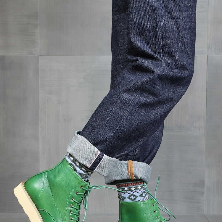 Retro Distressed Color Men Green Worker Boot