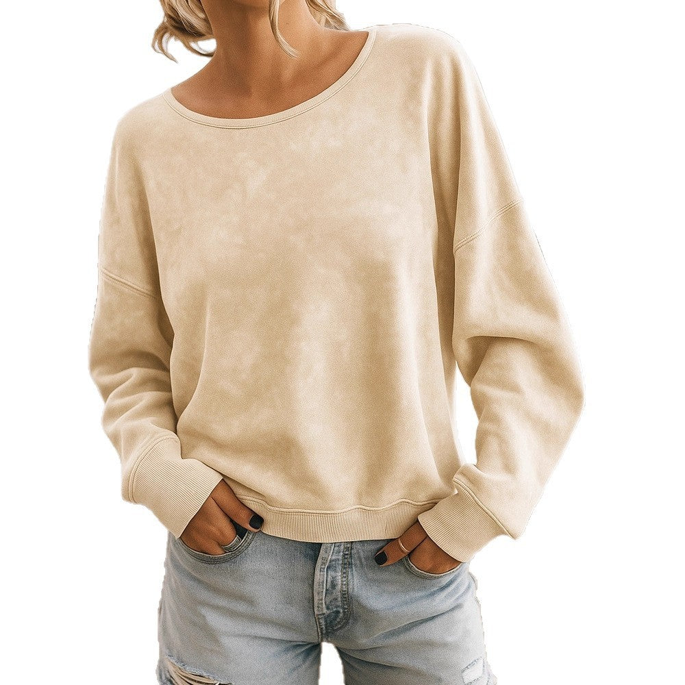 Casual Loose Fashion Long Sleeve Rendering Print Round Neck Knitted Sweater Hoodie