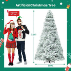 Pre-lit Artificial Christmas Tree, Prelighted Green Artificial Hinged Spruce Xmas Tree With 347 Branch Tips, 120 Incandescent Lights - The Premium