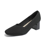 Women's Thick Head Stiletto Knitted Shoes Comfortable And Breathable For Commuting Versatile