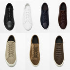 Simple Lace Sports Leather Lace-up Flat Bottom Casual Sneakers