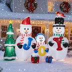 8FT Lighted Christmas Inflatable Decoration, Inflatable Snowman Family With JOY And Xmas Tree, Funny Blow Up Yard Decorations With Built-in LED Lights For Holiday Party Front Yard Lawn Garden Decor - The Premium