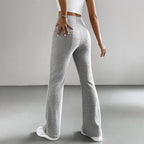 Women's Solid Color Rib-Knit Jogger Pants, Casual Stretch Pull-On Trousers For Spring And Fall