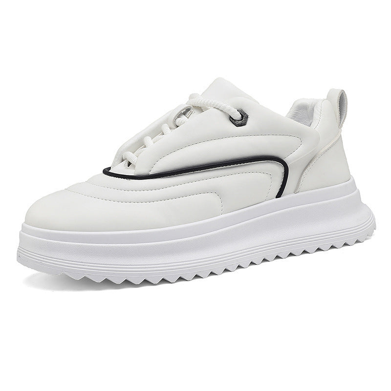 Versatile Student PU Leather Sports Height Increasing Leisure Thick Bottom Bread Shoes