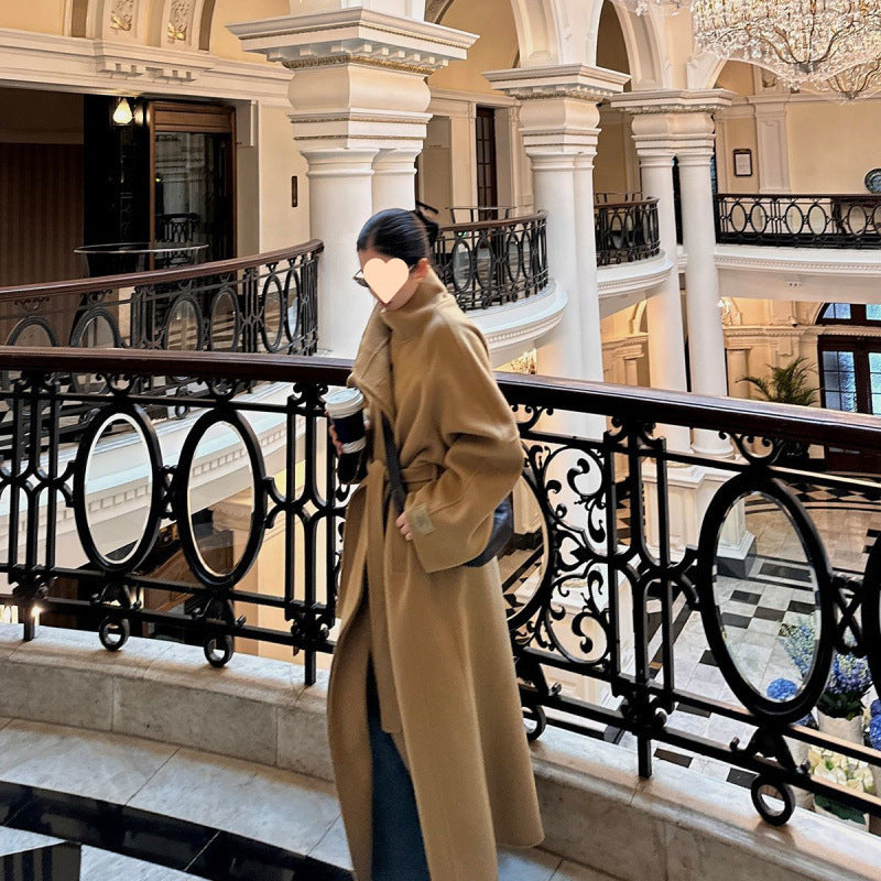 Women's Loose Solid Color Korean Double-sided Woolen Coat