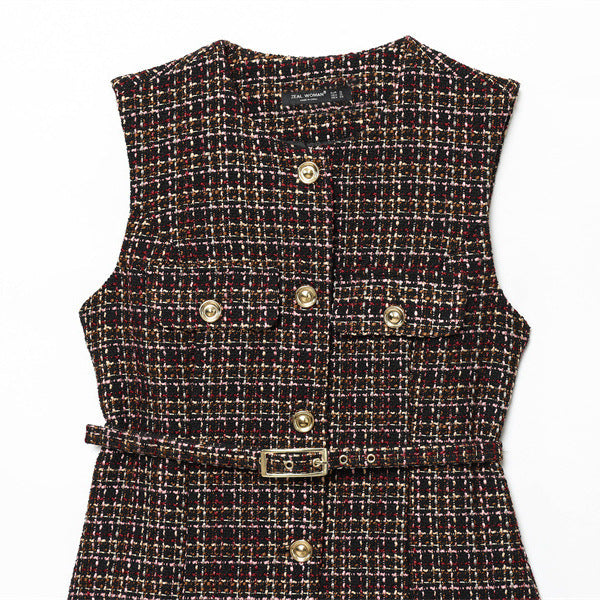 Women's Fashionable Belt Texture Top Vest