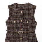 Women's Fashionable Belt Texture Top Vest