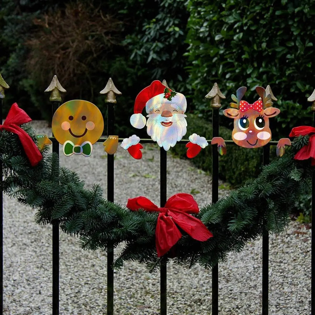 Christmas Fence Peeker Decoration Santa Claus Snowman Plastic Fence Sign Ornament Cute Fence Art Sign For Xmas DIY Home Patio Garden Outdoor - The Premium