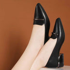 Pointed Soft-soled Leather Shoes Shallow Mouth Single Shoe Fashionable Low Heel