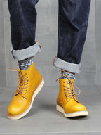 Retro Distressed Color Men Green Worker Boot