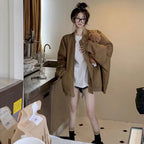 Retro Jacket Top Pilot Coffee Color Stand Collar