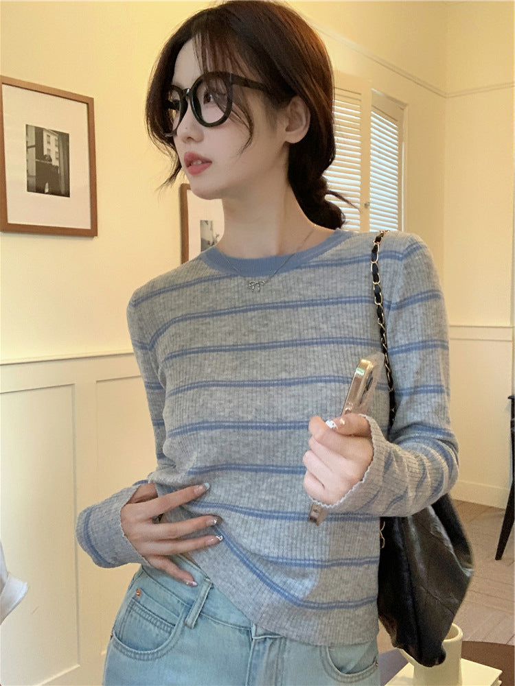 Korean-style Color-block Striped Loose Casual Knit Sweater