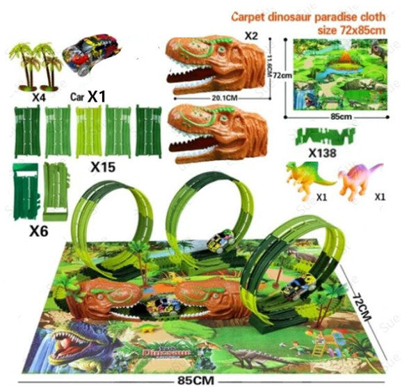 Children's Electric Assembled Track Racing Simulation Animal Tyrannosaurus Dinosaur Toy Puzzle Boy Gift
