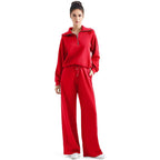 Autumn And Winter Fashion Casual Sportswear Set With Zippered Long-sleeve Hoodie And Wide-leg Pants