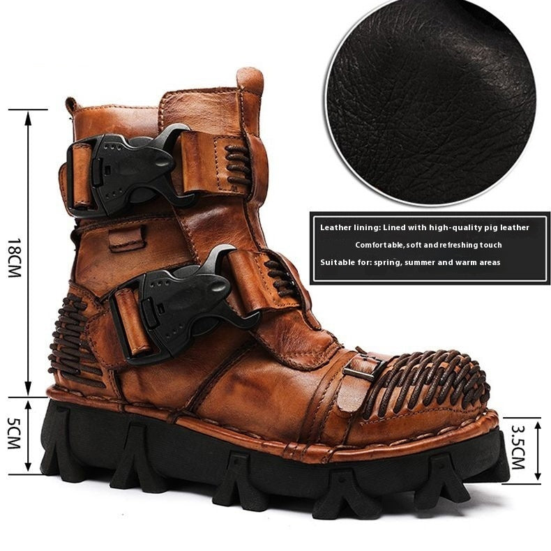 Cowhide Motorcycle Shoes Workwear Men's Boots