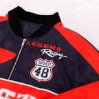 Women's Loose Fashion Short Letters Casual Zipper Jacket Coat