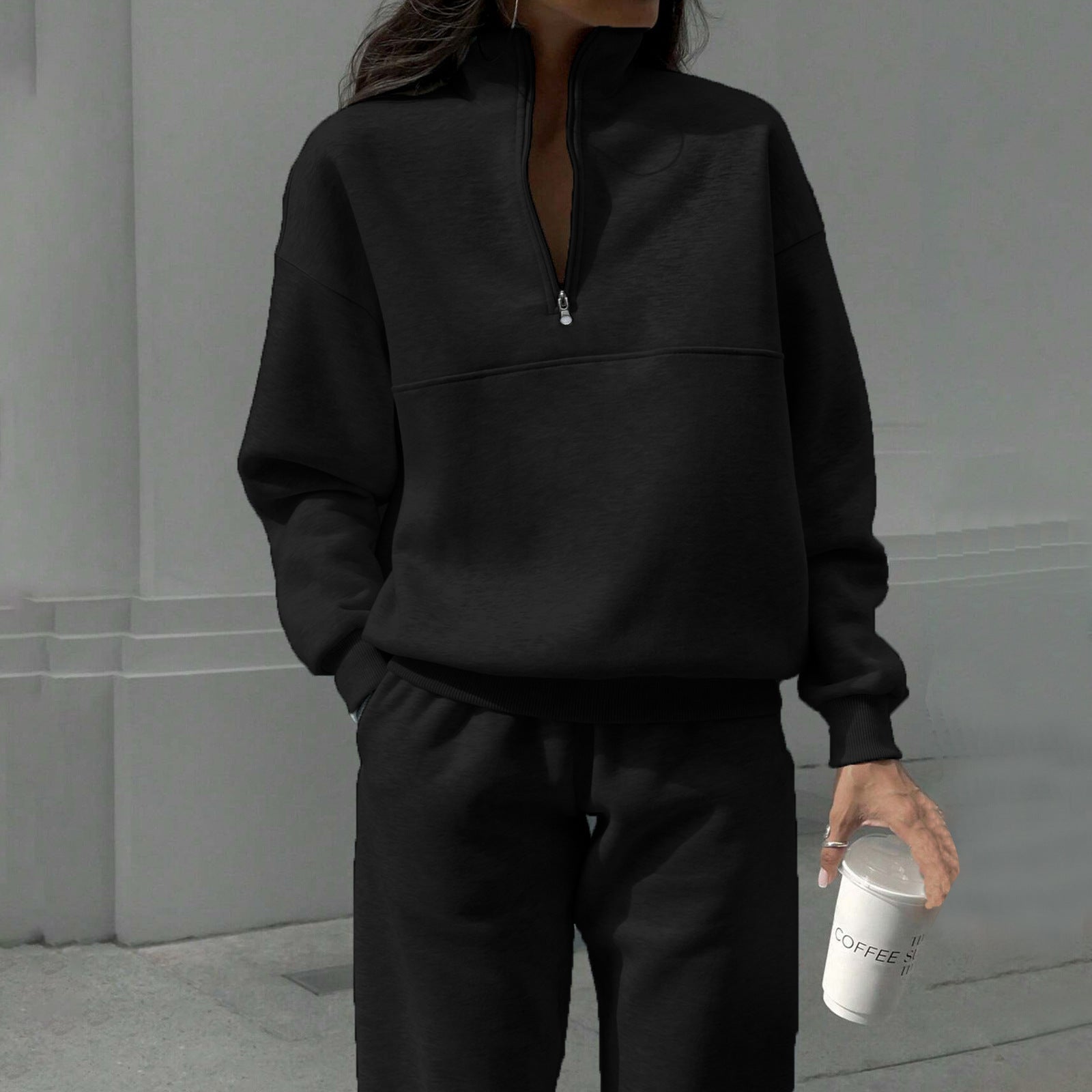 European And American Women's Hooded Fleece Sports Casual Fashion Set