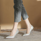 Korean Version New Versatile Crystal High Heels