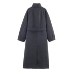 Women's Stand Collar Belt Overcoat Coat